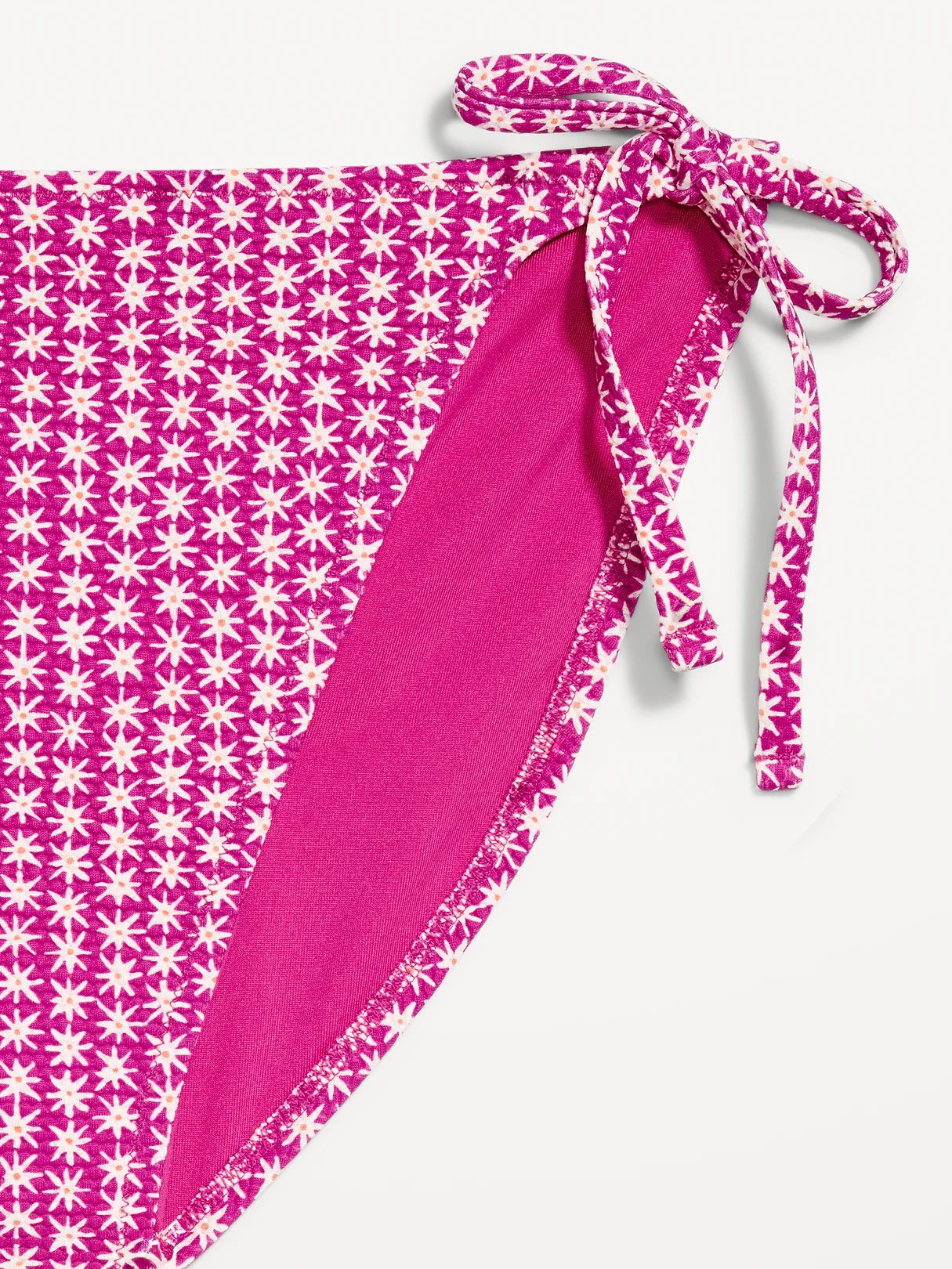 Eyelet String Bikini Swim Bottoms - Pink Ditsy Floral