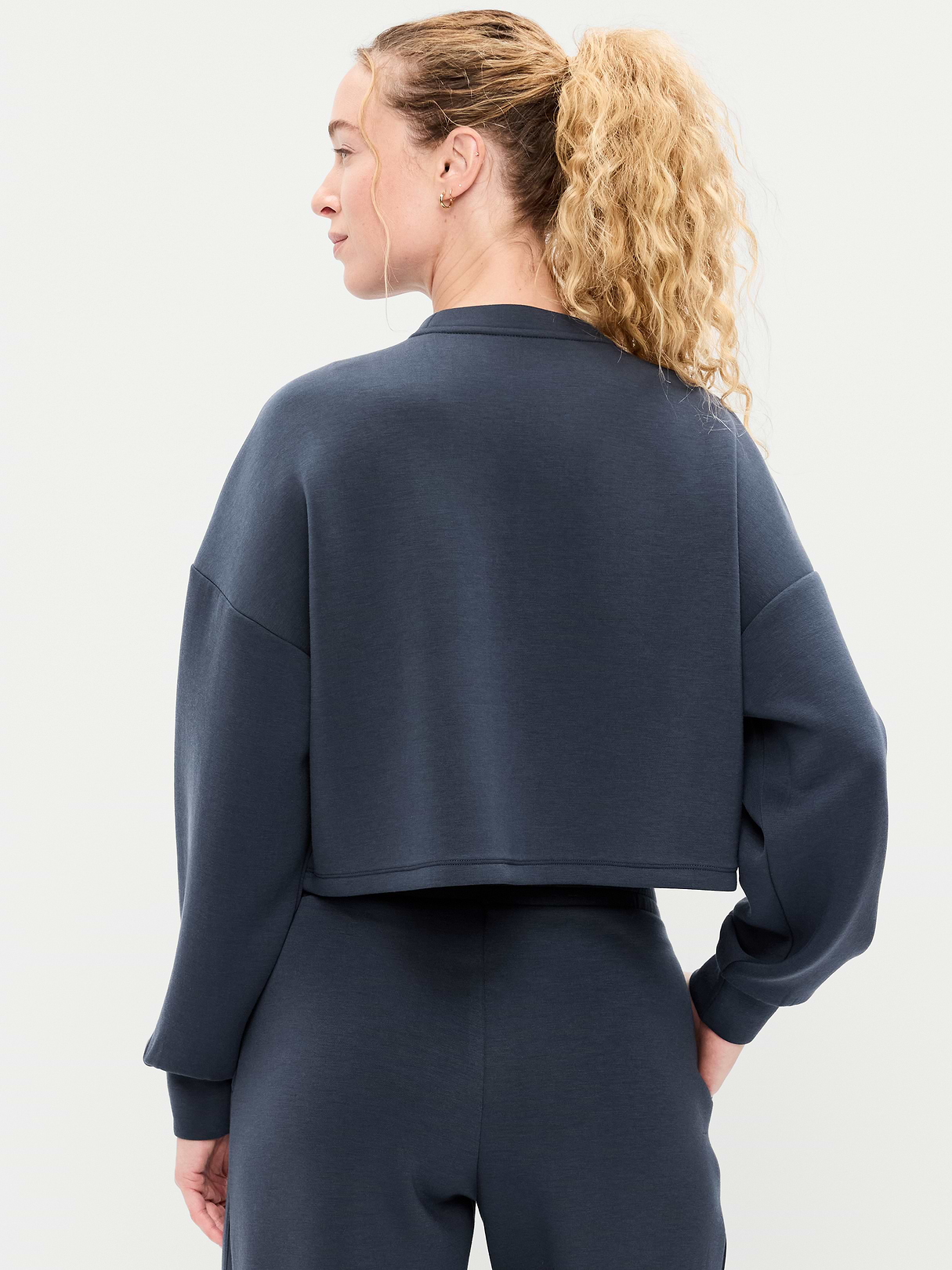 Bounce Fleece Quilted Crew-Neck Top - Dusk Navy