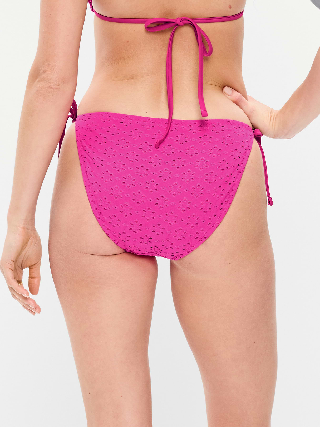 Eyelet String Bikini Swim Bottoms - Dragonfruit