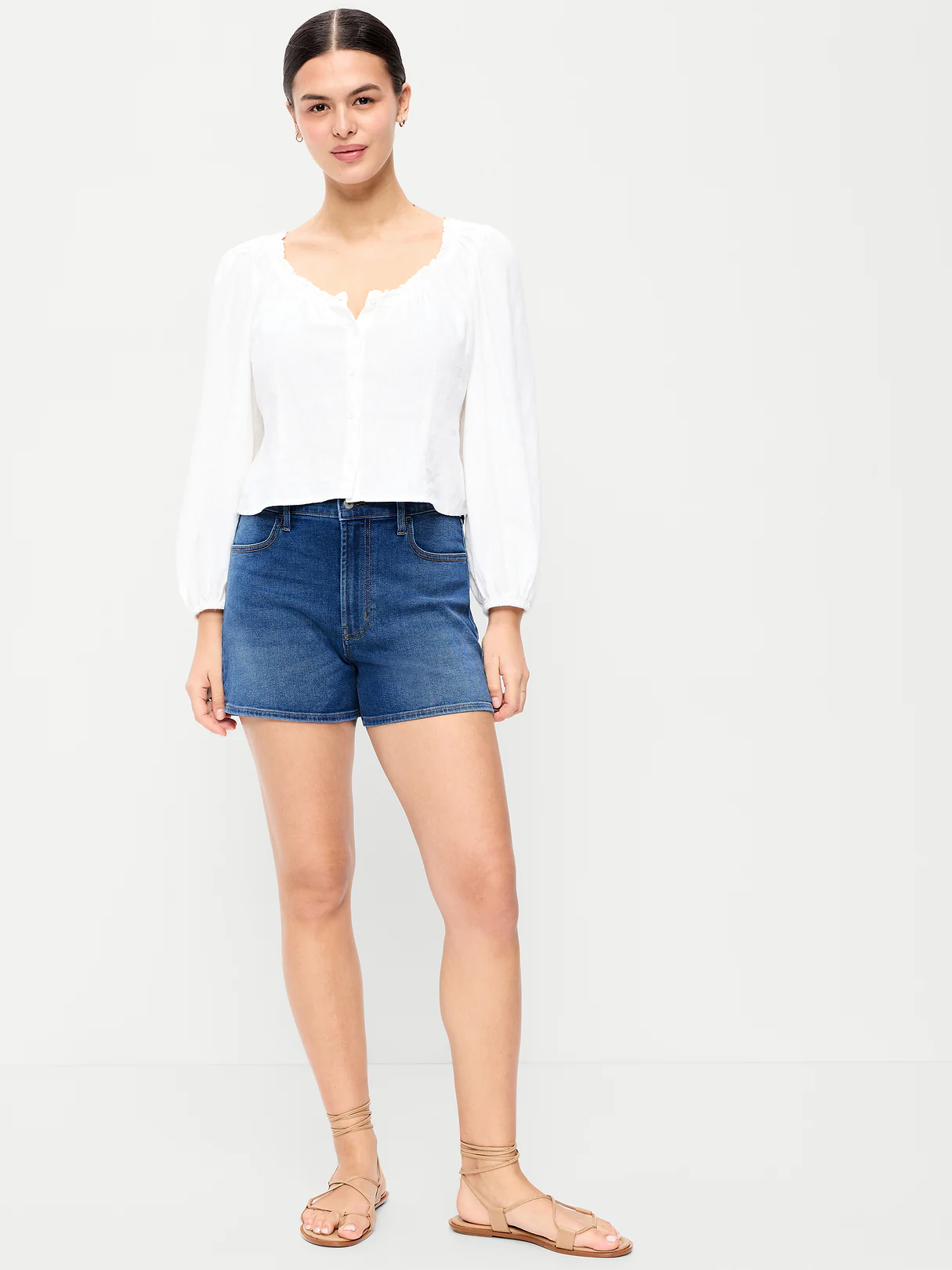 High-Waisted Wow Jean Shorts -- 4-inch inseam - New Moon