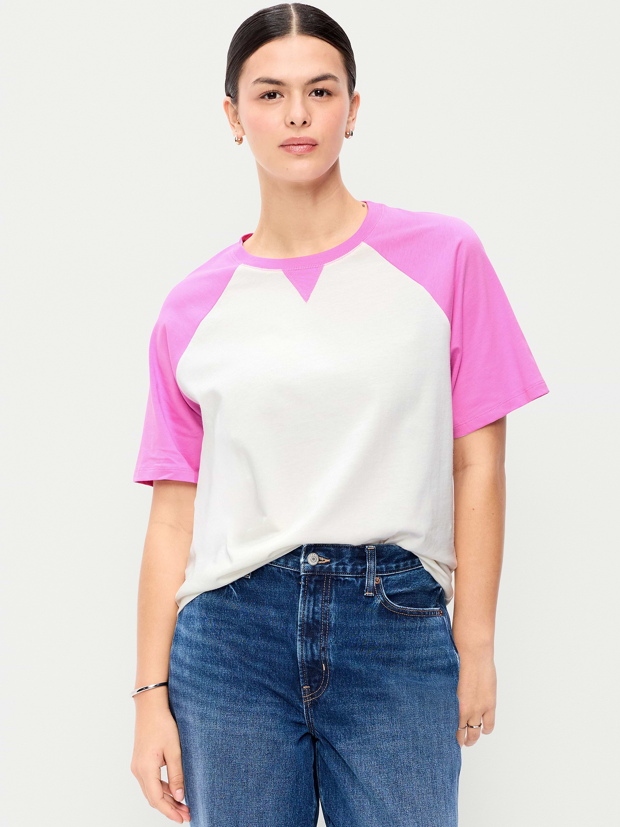 Vintage Crew-Neck Raglan T-Shirt - Rock Rose
