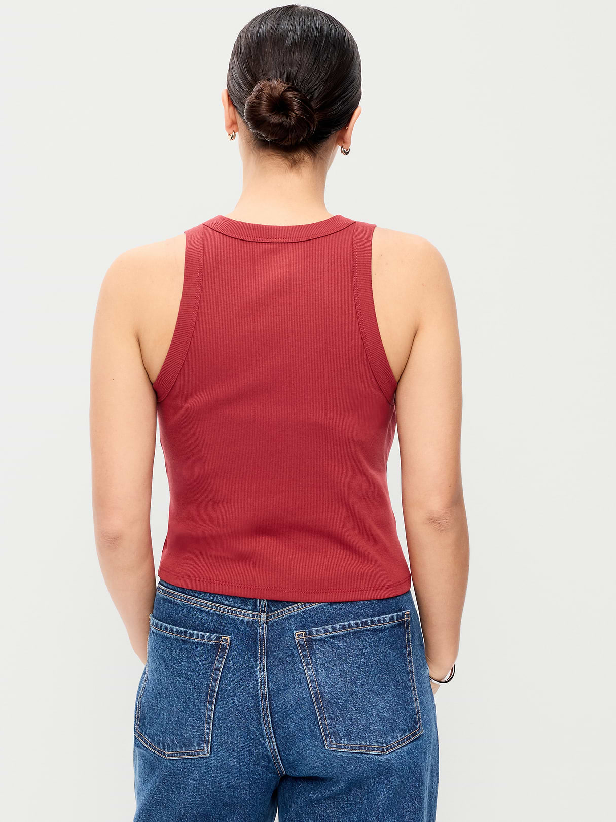 Crop Ribbed Tank Top - Loganberry