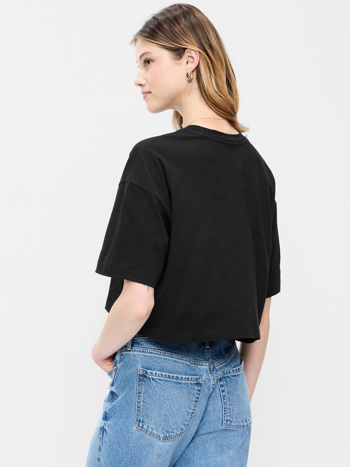 Vintage Crew-Neck Oversized Crop T-Shirt - Black Jack 3