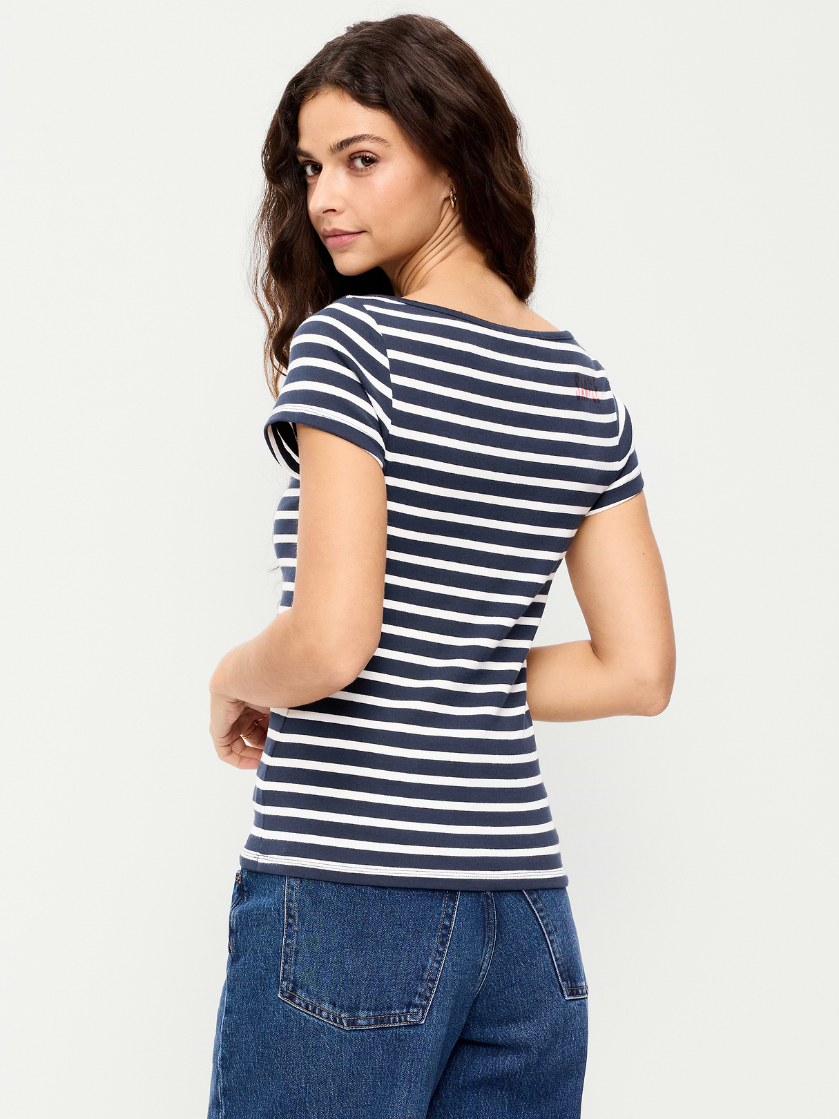 Snug Boatneck T-Shirt - Navy Stripe