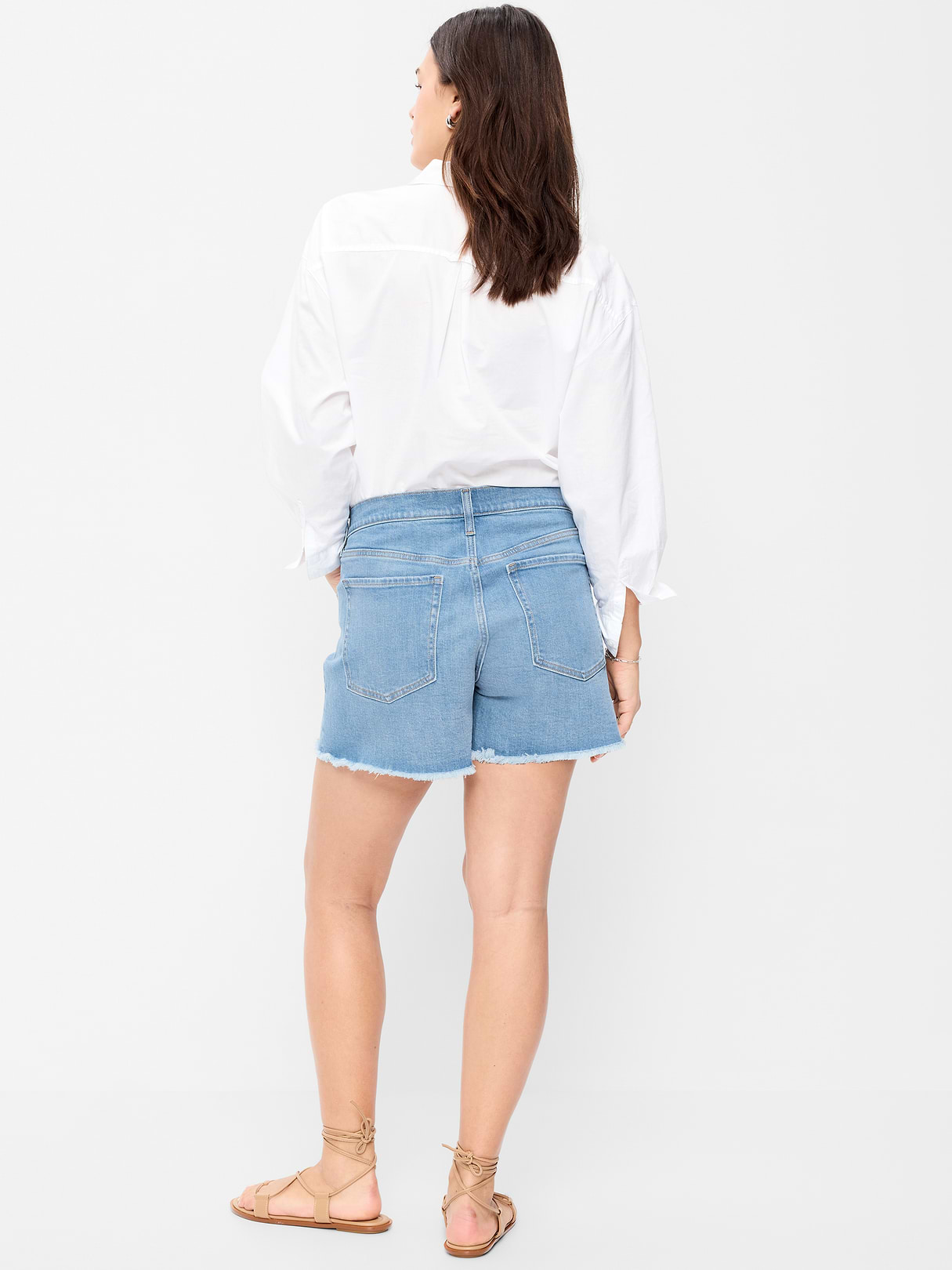 High-Waisted OG Jean Shorts -- 4-inch inseam - Indigo Shreds