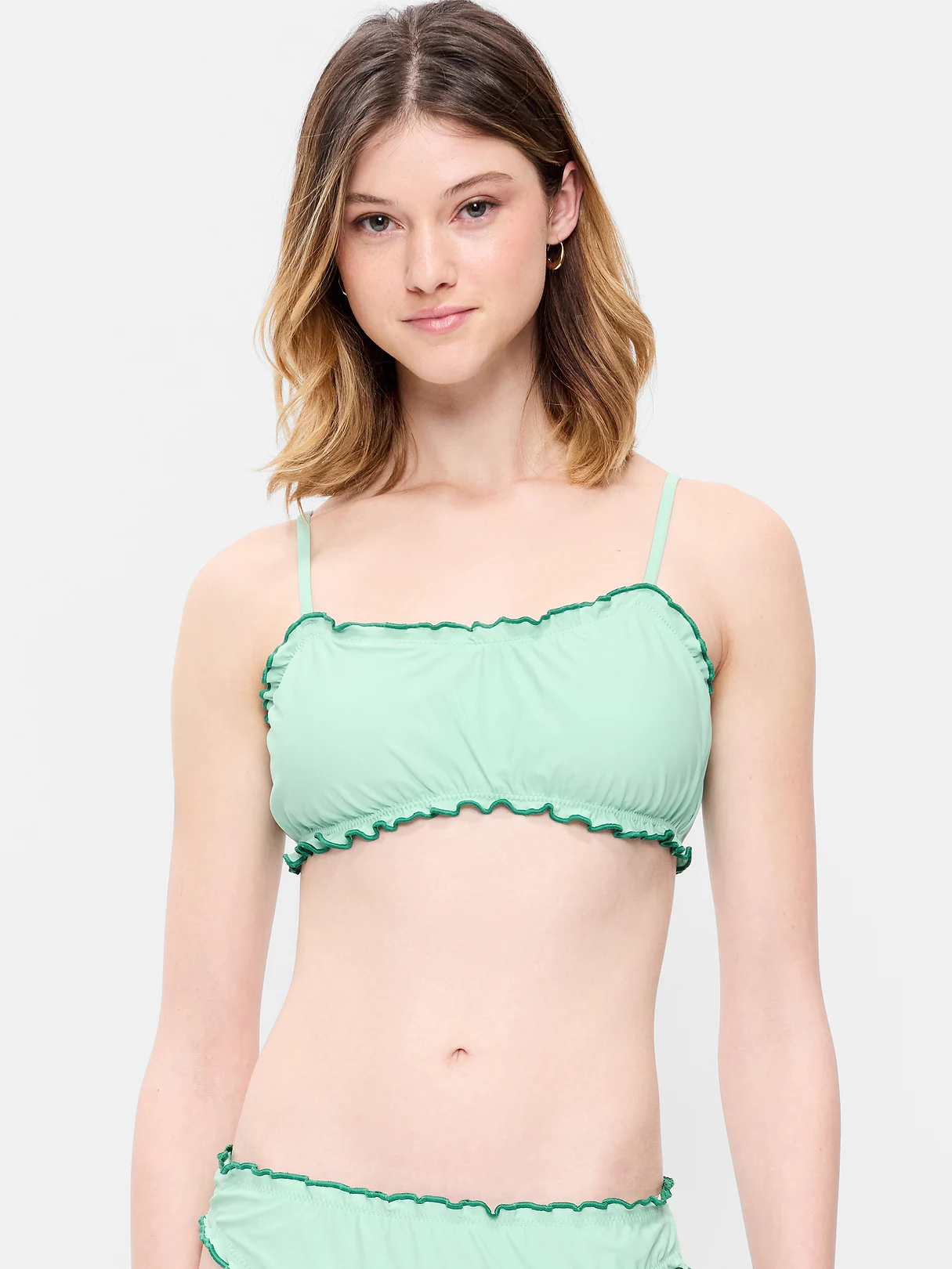 Scoop-Neck Ruffle Swim Top - Palo Verde