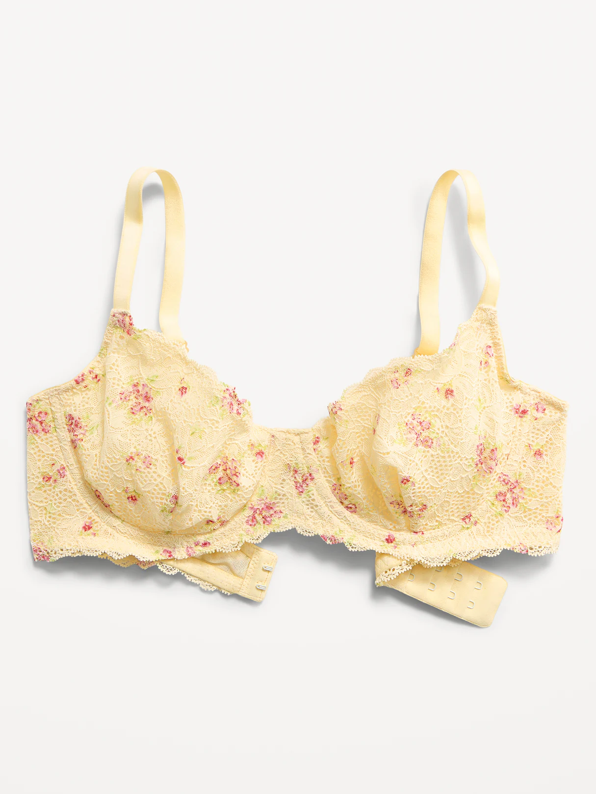 Lace Balconette Bra - Yellow Floral