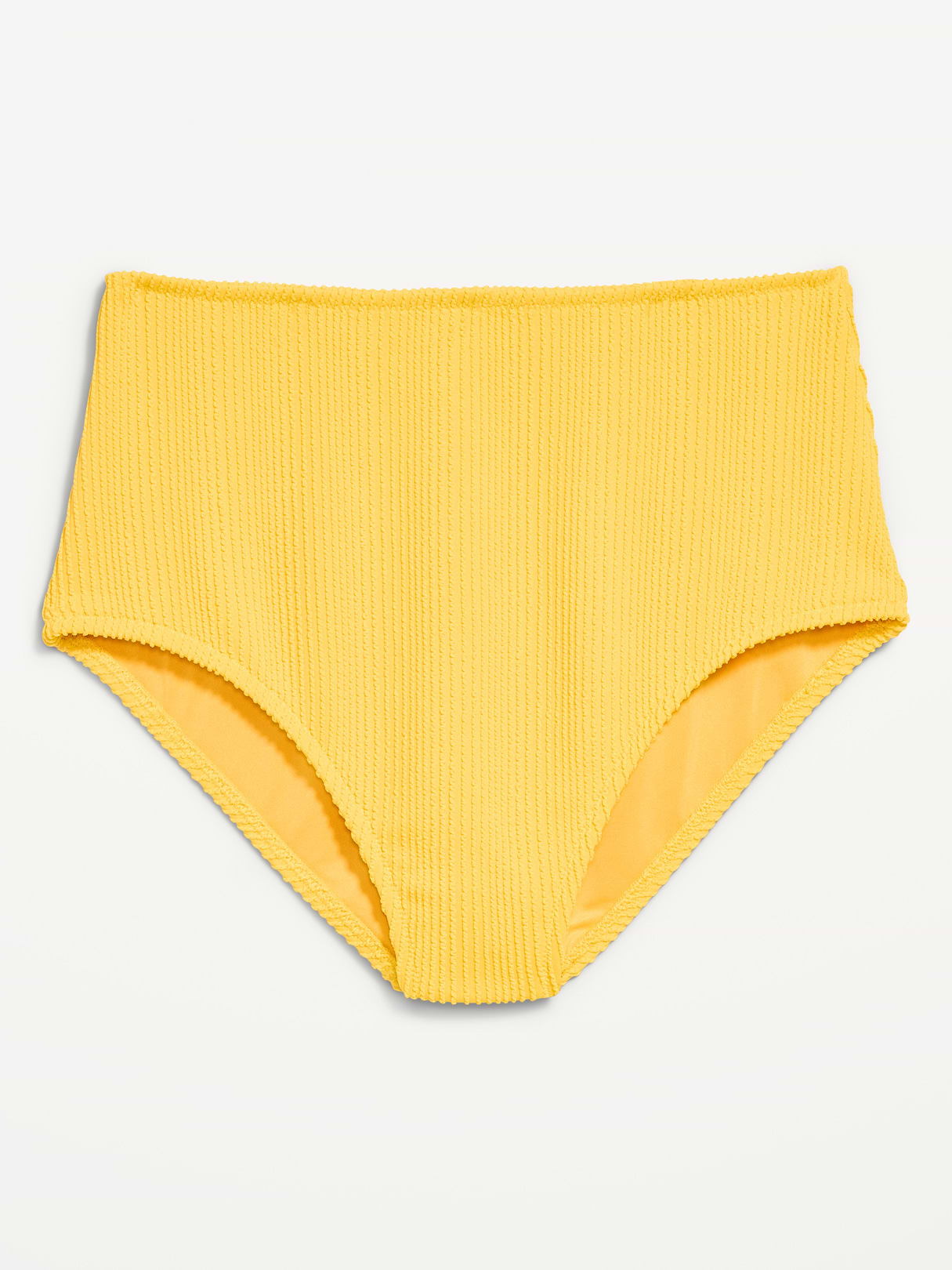 High-Waisted Ribbed Bikini Swim Bottoms - Golden Yarrow