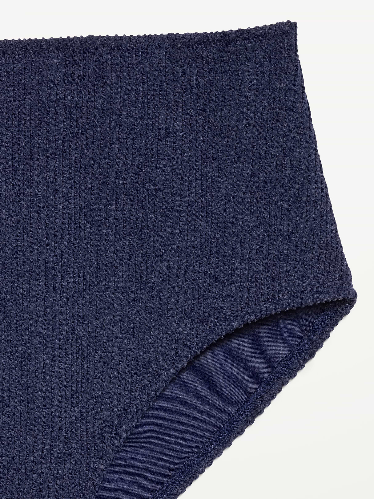 High-Waisted Ribbed Bikini Swim Bottoms - Lost at Sea Navy