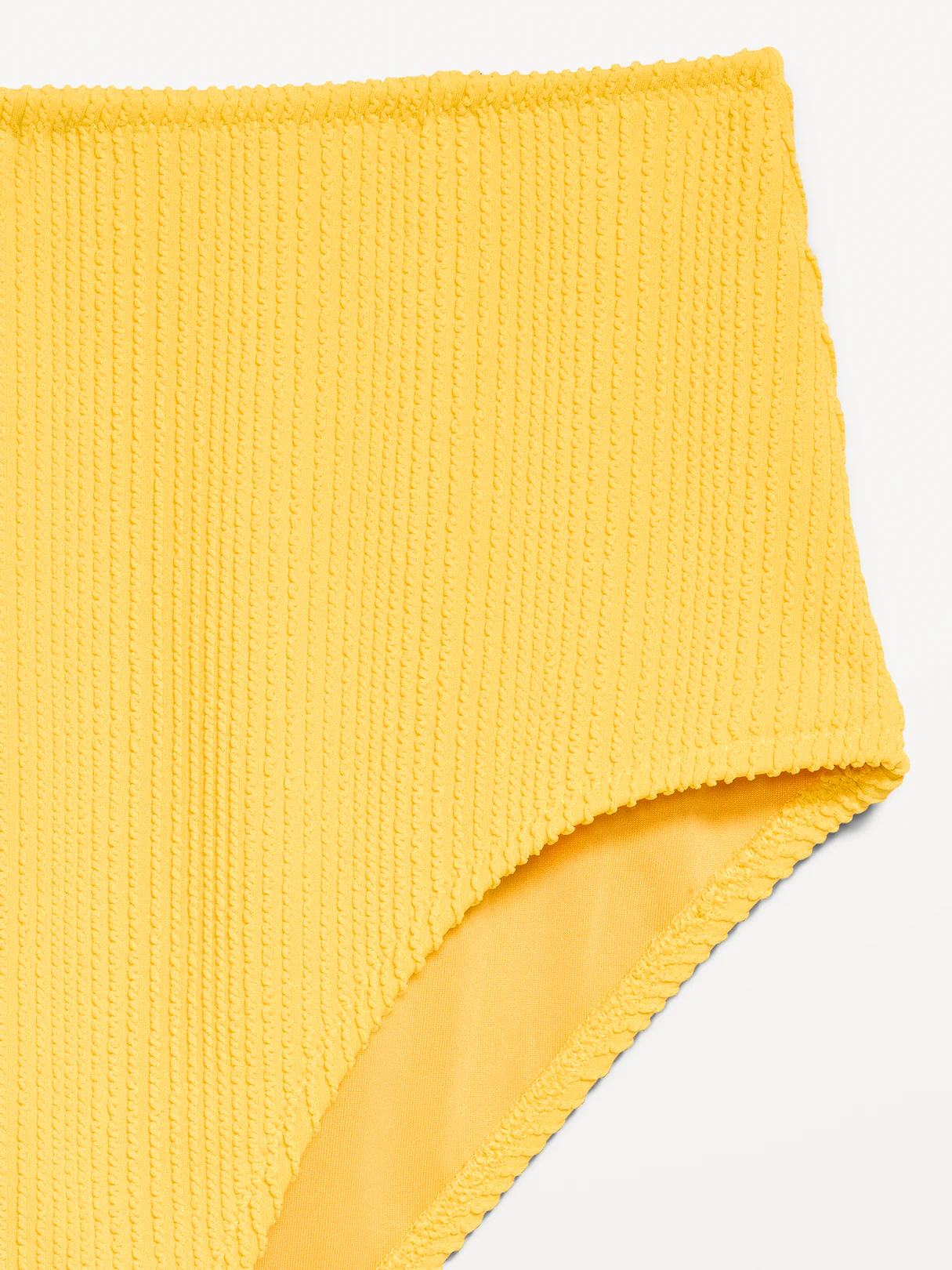 High-Waisted Ribbed Bikini Swim Bottoms - Golden Yarrow