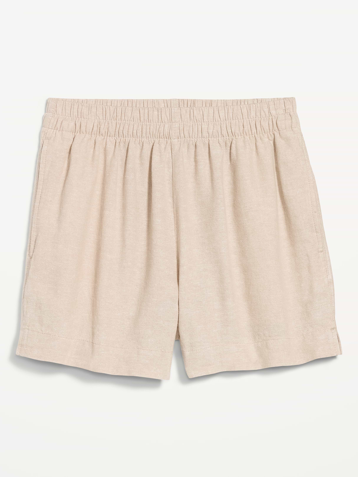High-Waisted Beach Linen Pull-On Shorts - Flax Linen