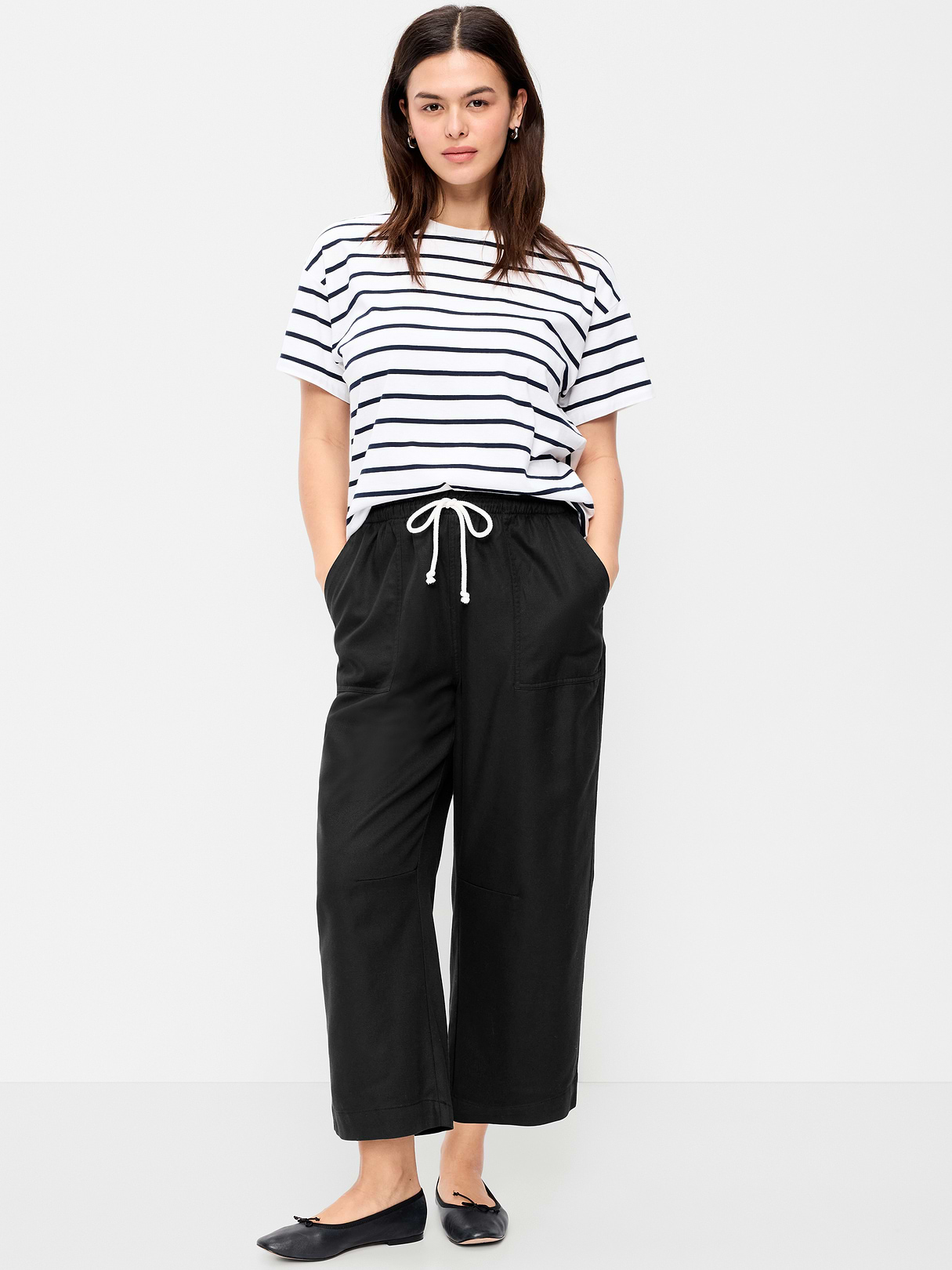 High-Waisted Utility Ankle Pants - Black Jack