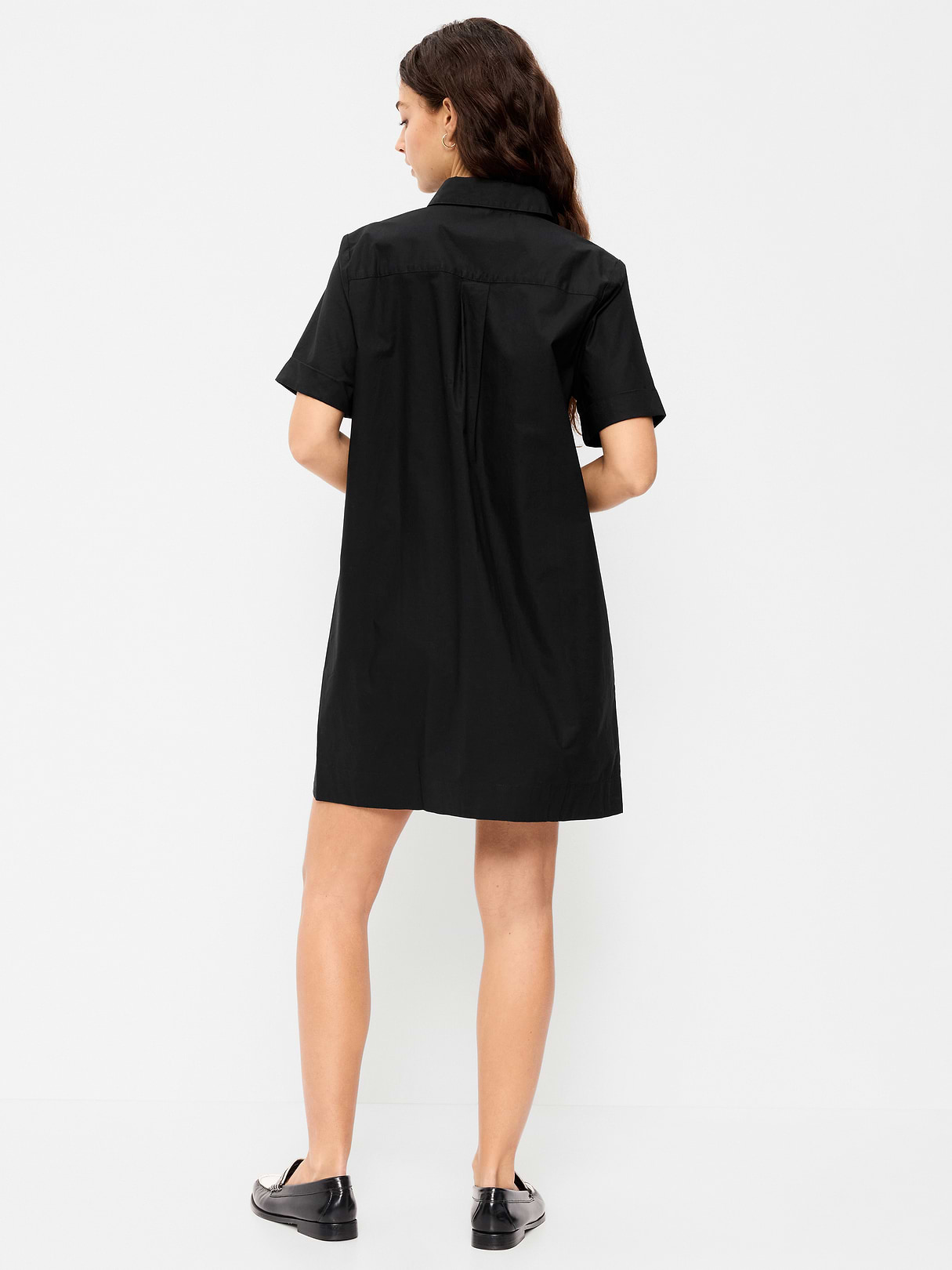 Button-Down Mini Shirt Dress - Black Jack