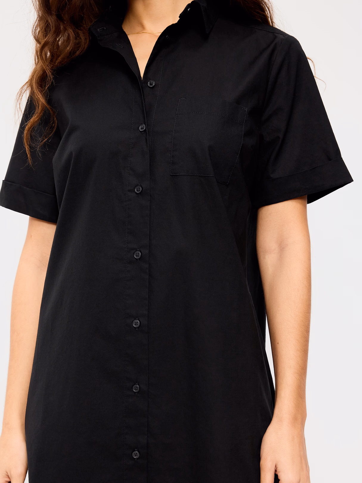 Button-Down Mini Shirt Dress - Black Jack