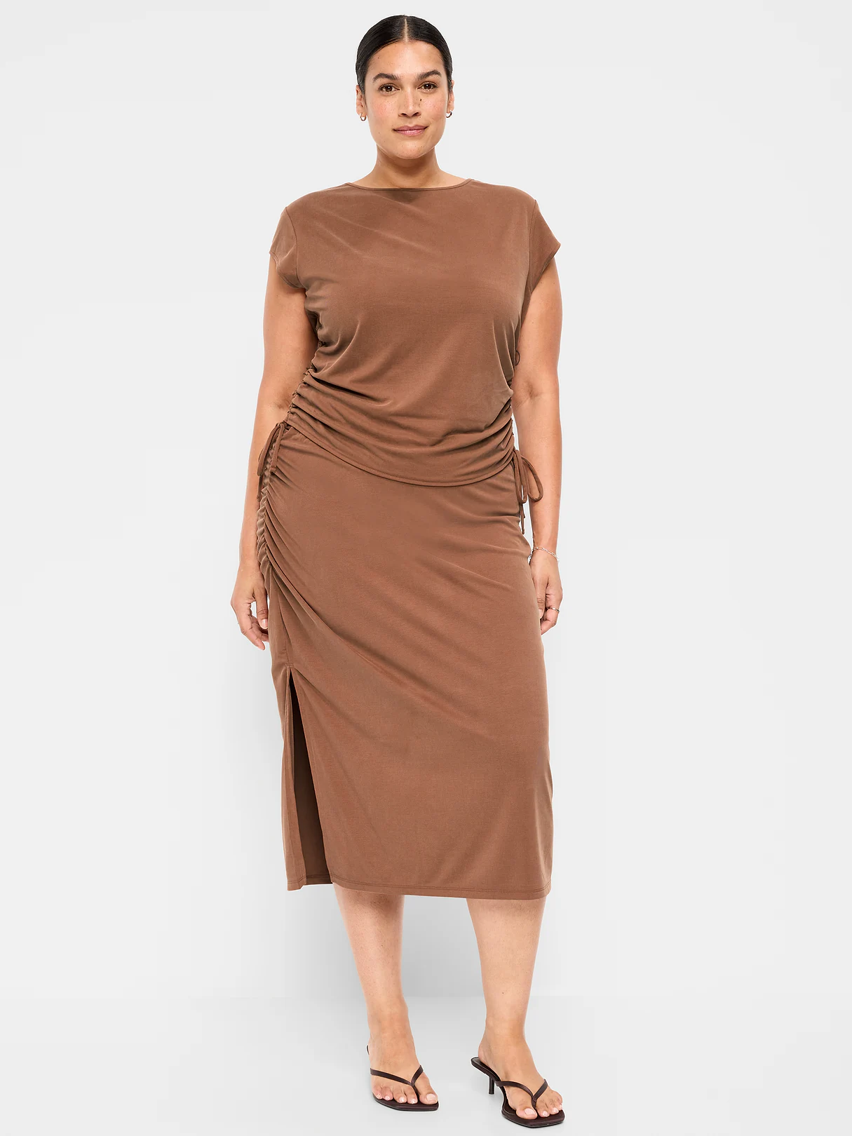 Ruched Midi Skirt - Coco de mer