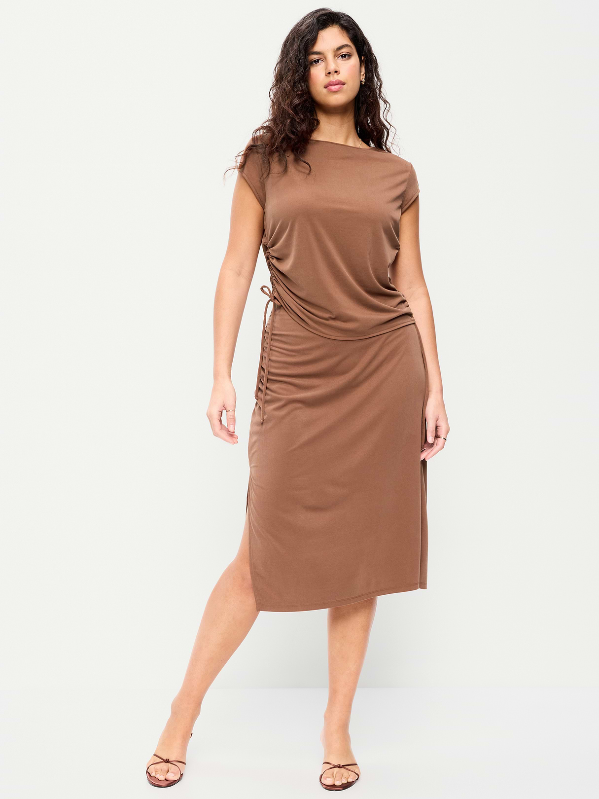 Ruched Midi Skirt - Coco de mer