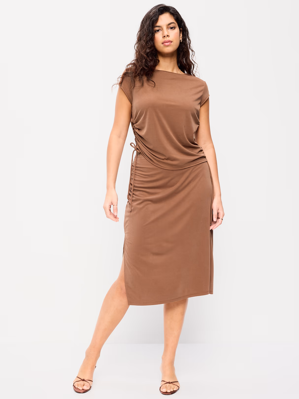 Ruched Midi Skirt - Coco de mer