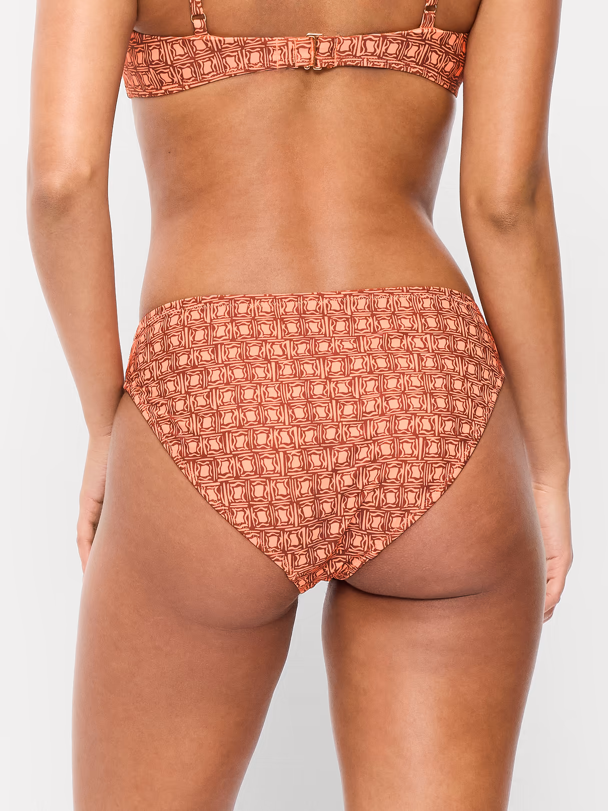 Mid-Rise Bikini Swim Bottoms - Orange Geo