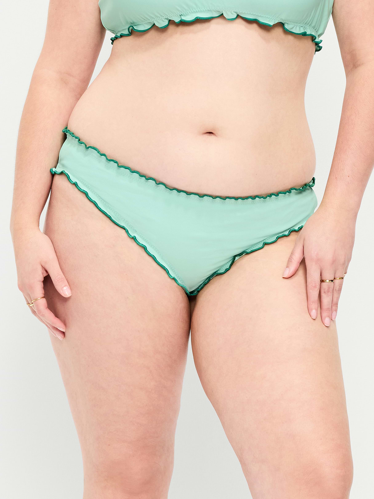 Mid-Rise Ruffle Trim Swim Bottoms - Palo Verde