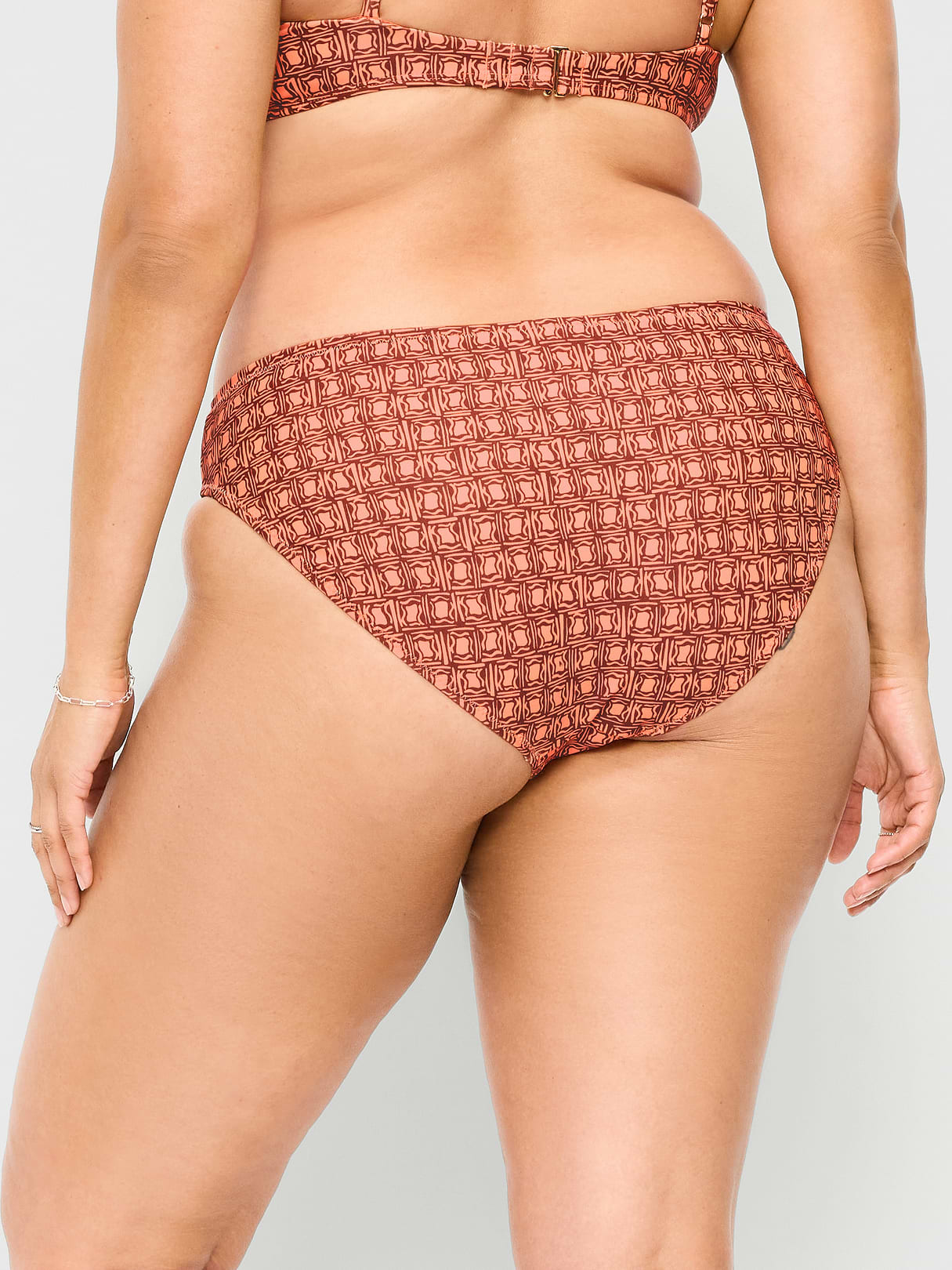 Mid-Rise Bikini Swim Bottoms - Orange Geo