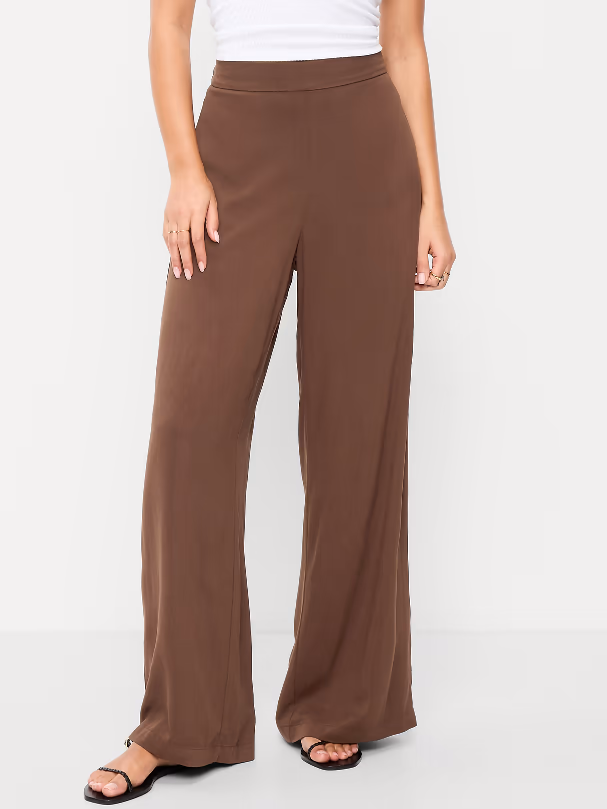 High-Waisted Playa Wide-Leg Pants - Peppercorn
