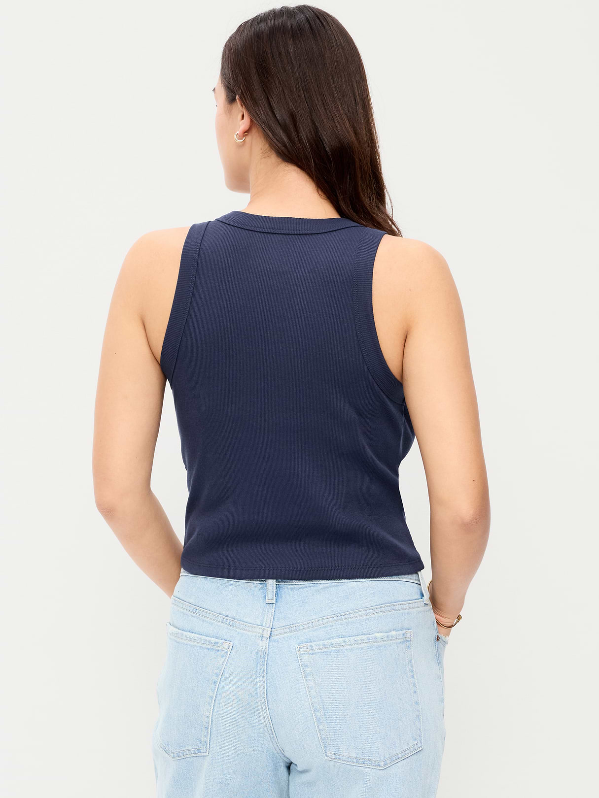 Crop Ribbed Tank Top - Arctic Depth