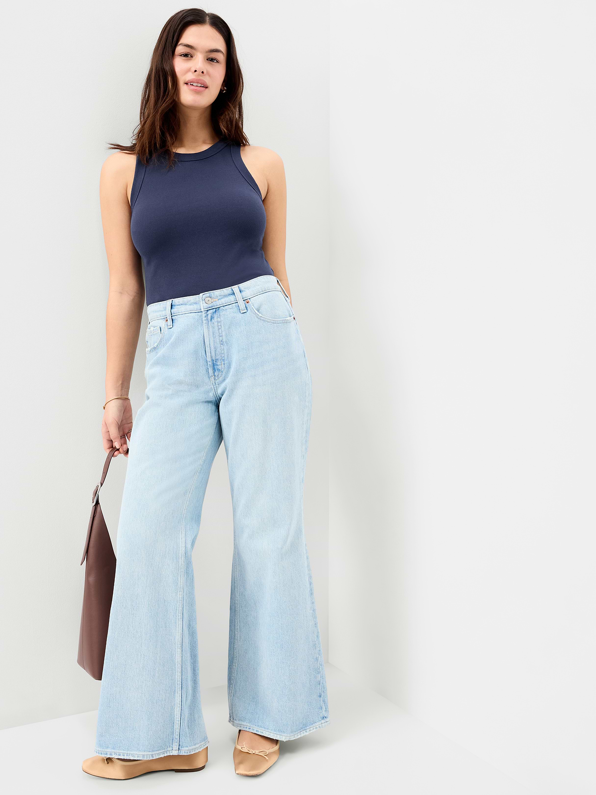 Crop Ribbed Tank Top - Arctic Depth