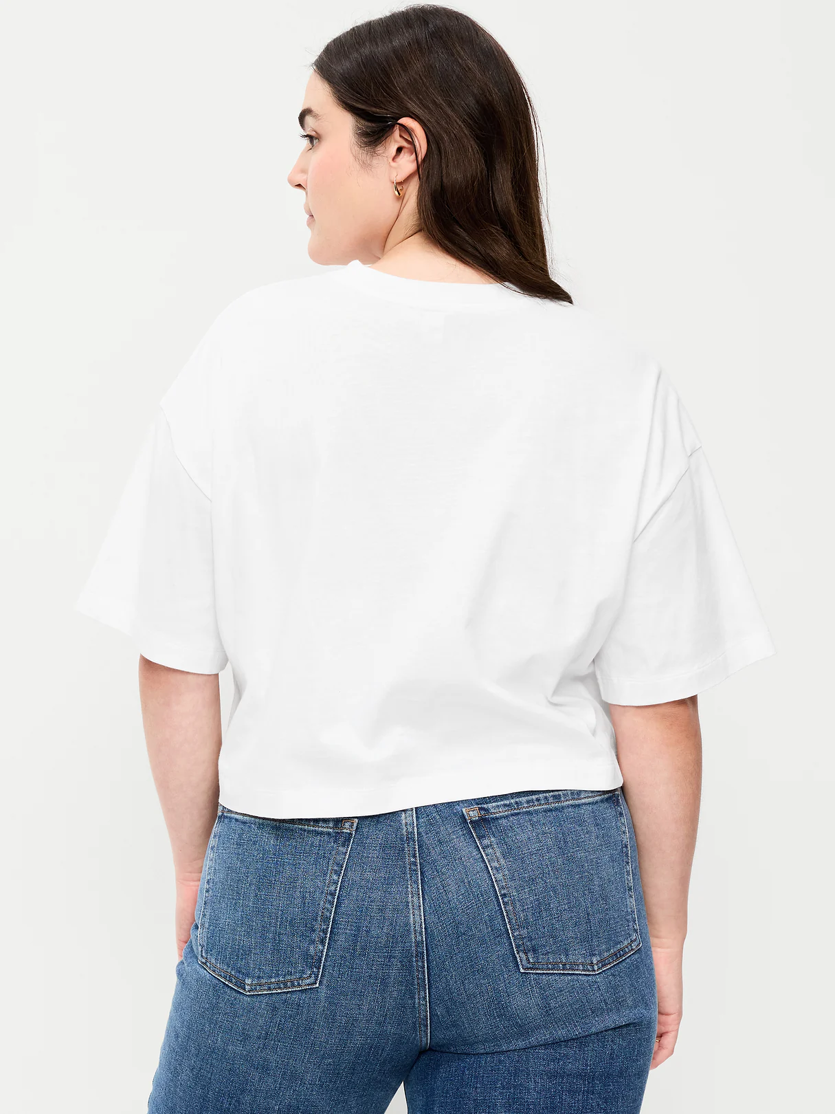 Vintage Crew-Neck Oversized Crop T-Shirt - Calla Lily White