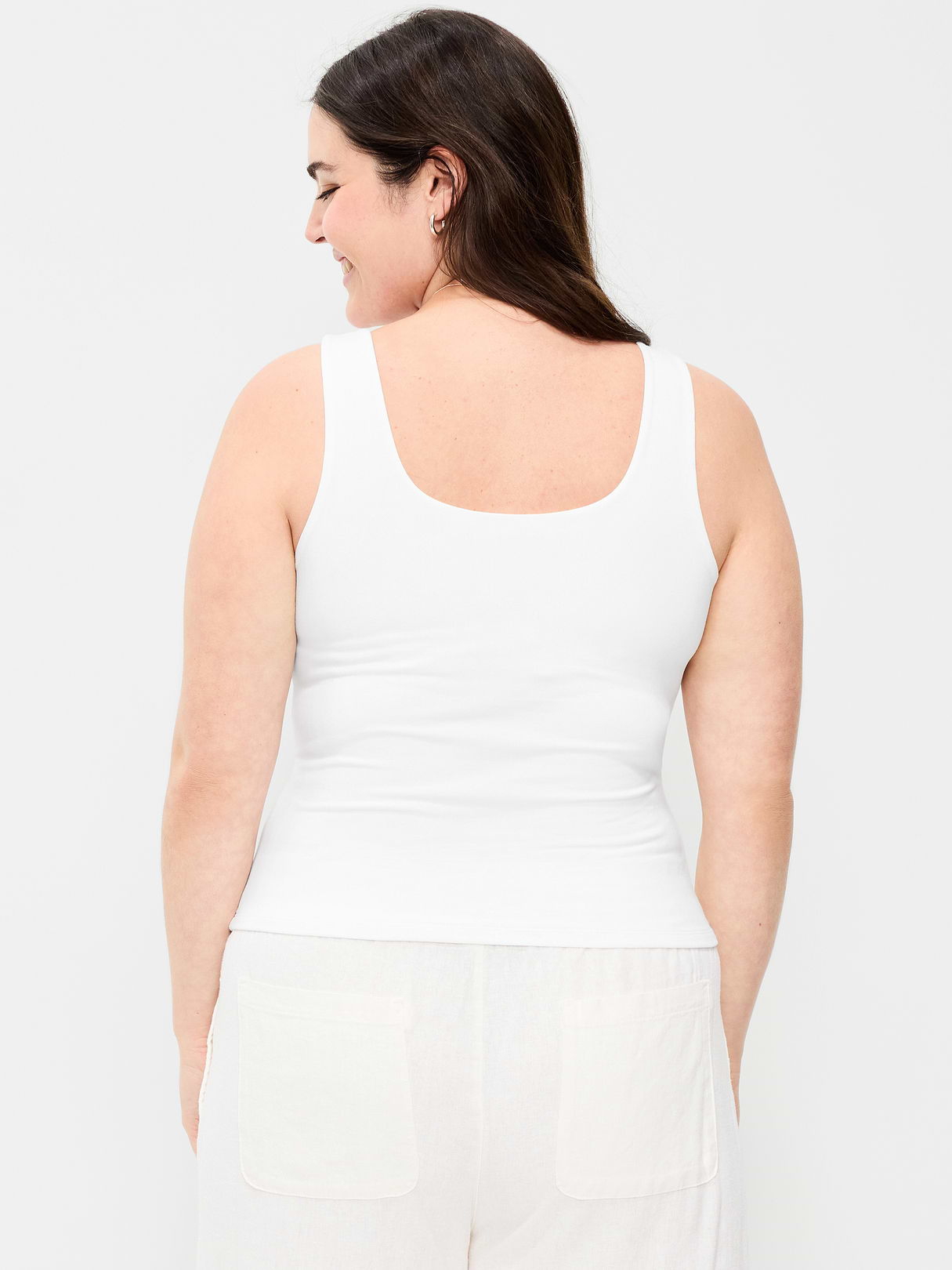 Hug Double-Layer Scoop-Neck Tank Top - Calla Lilies