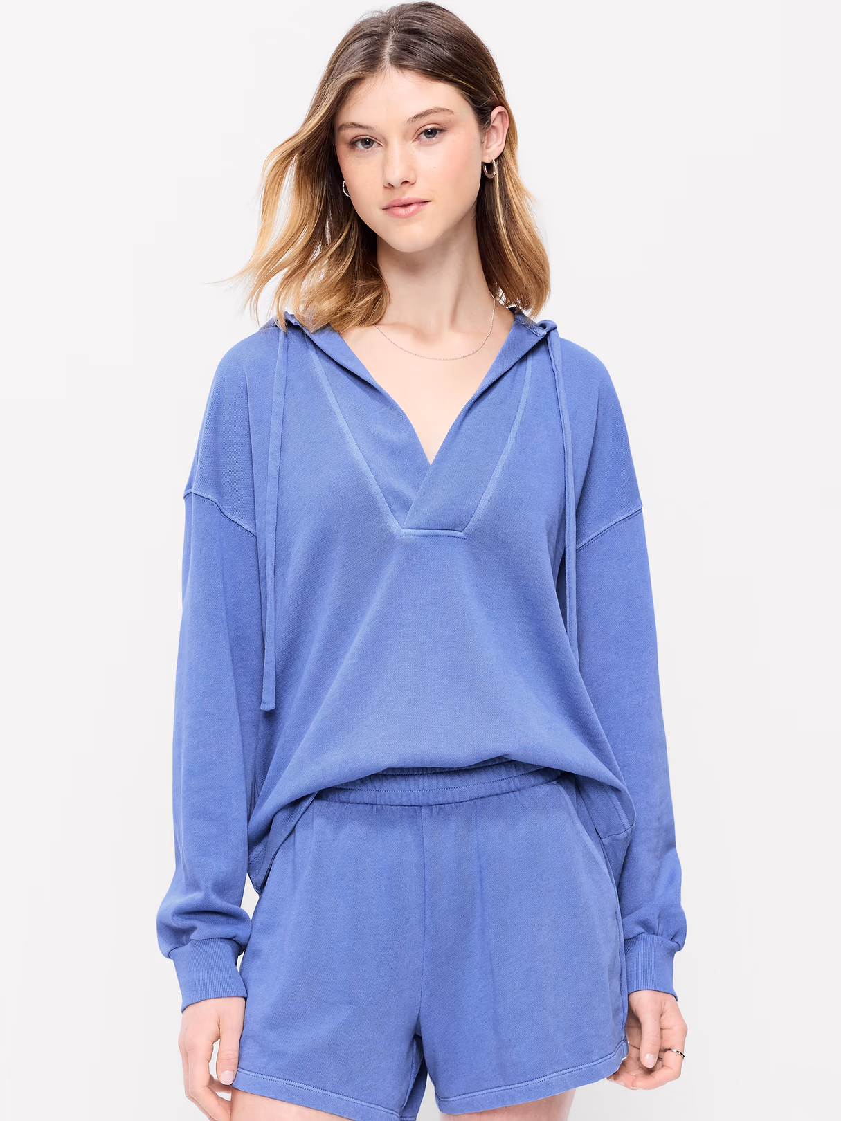 Oversized Tunic Beach Hoodie - Lobelia Blue