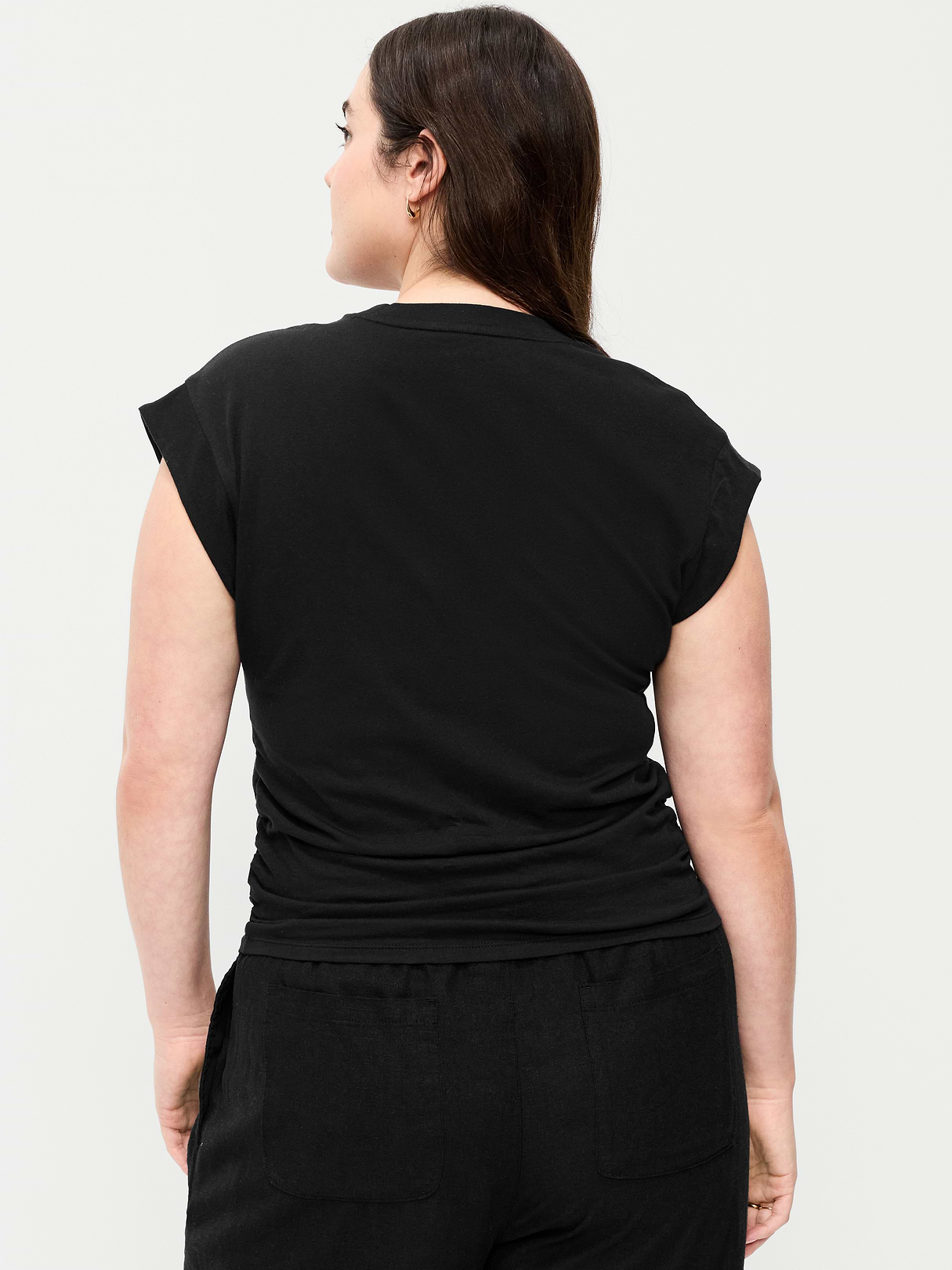 Cap-Sleeve Cinch-Waist Top - Black Jack