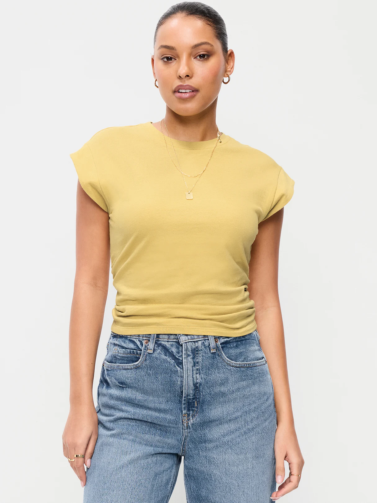 Cap-Sleeve Cinch-Waist Top - Sandstorm