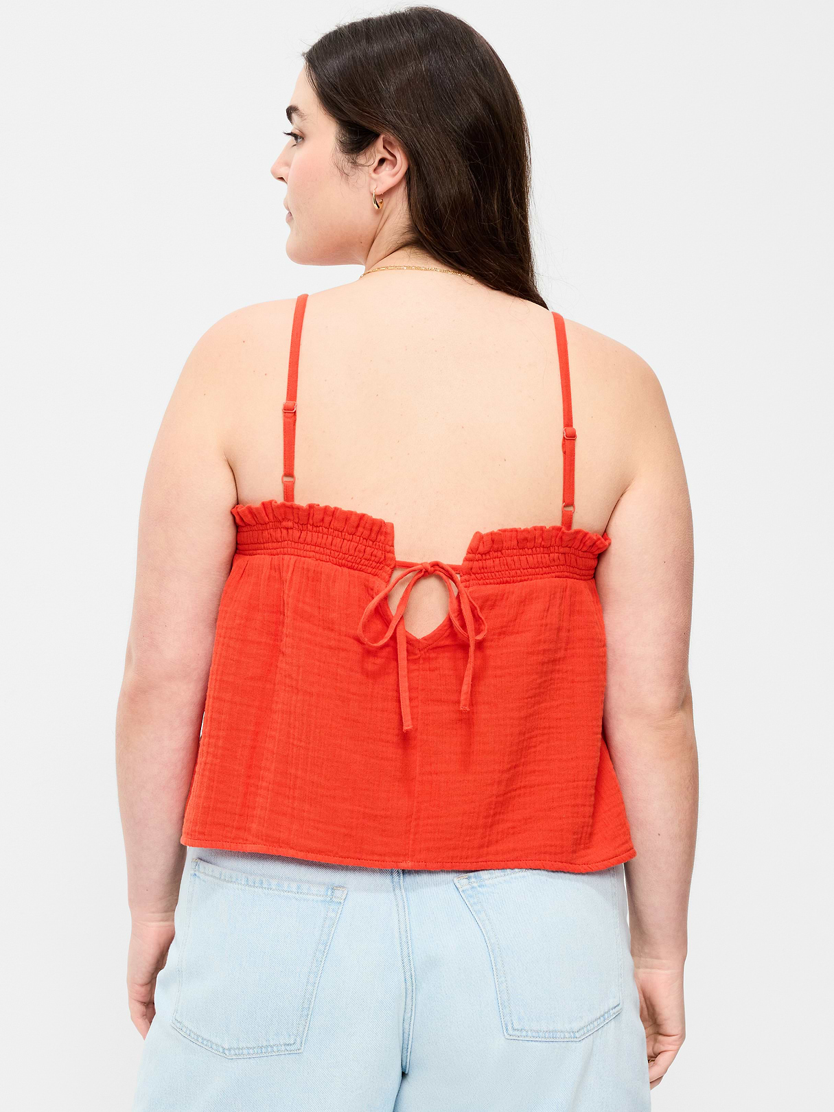 Crinkle Gauze Tank Top - Ornament Orange