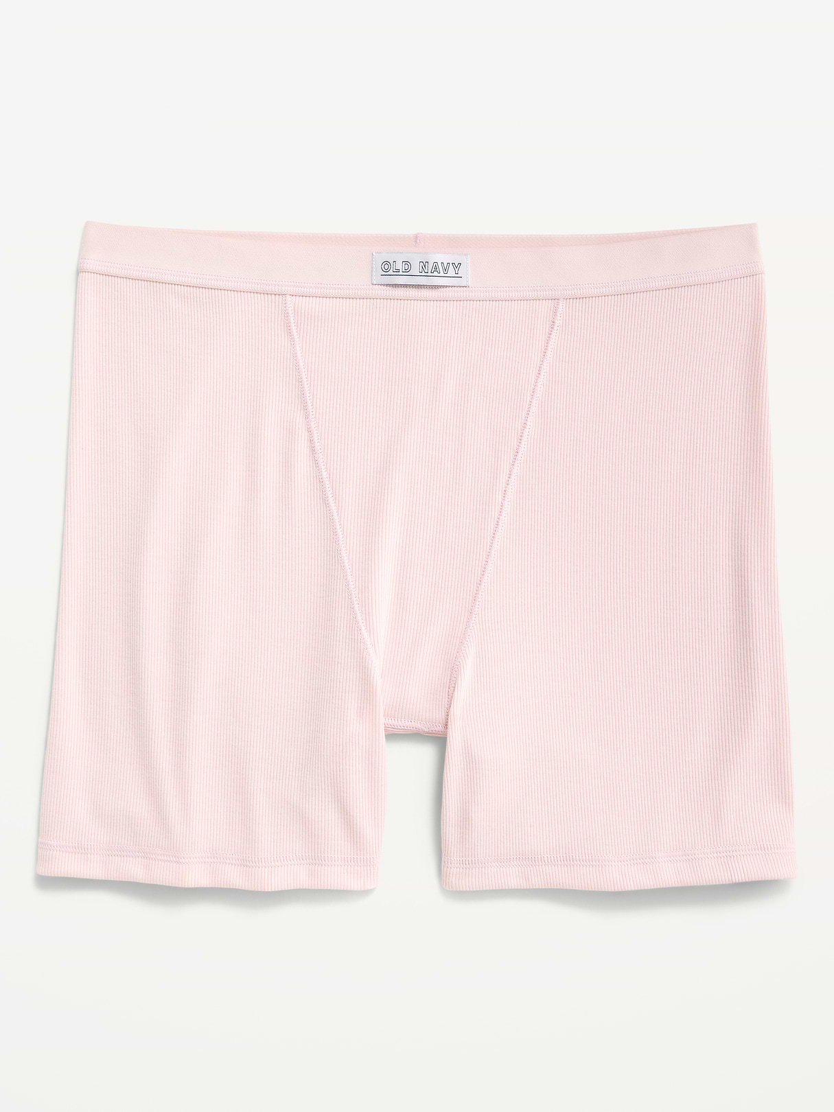 High-Waisted Ribbed Boyshort Briefs -- 3-inch inseam - Pastel Pink