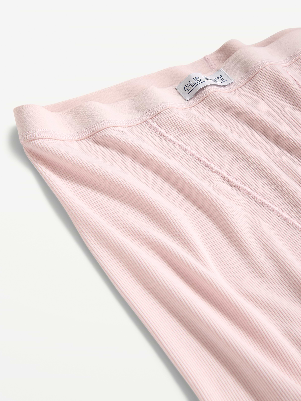 High-Waisted Ribbed Boyshort Briefs -- 3-inch inseam - Pastel Pink