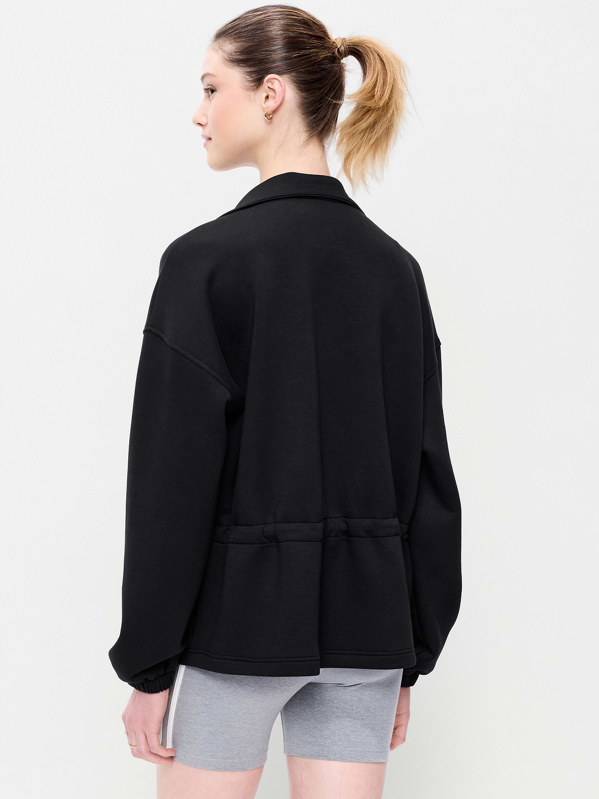 Bounce Fleece Full-Zip Cinched Sweatshirt - Black Jack