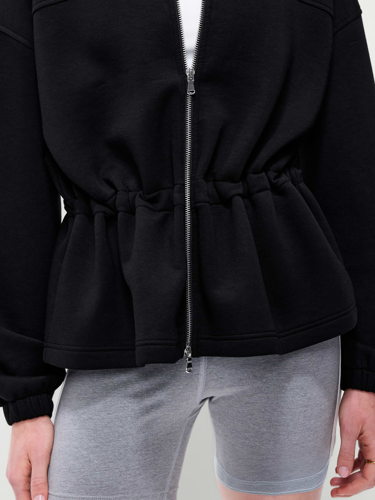 Bounce Fleece Full-Zip Cinched Sweatshirt - Black Jack
