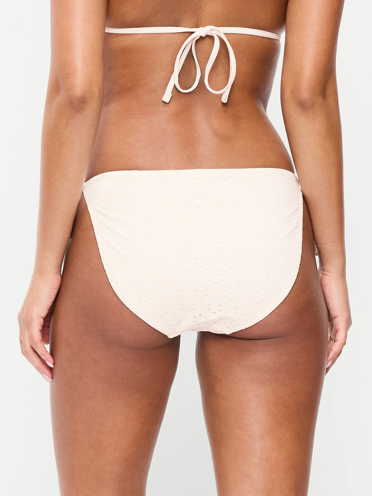 Eyelet String Bikini Swim Bottoms - Sea Salt