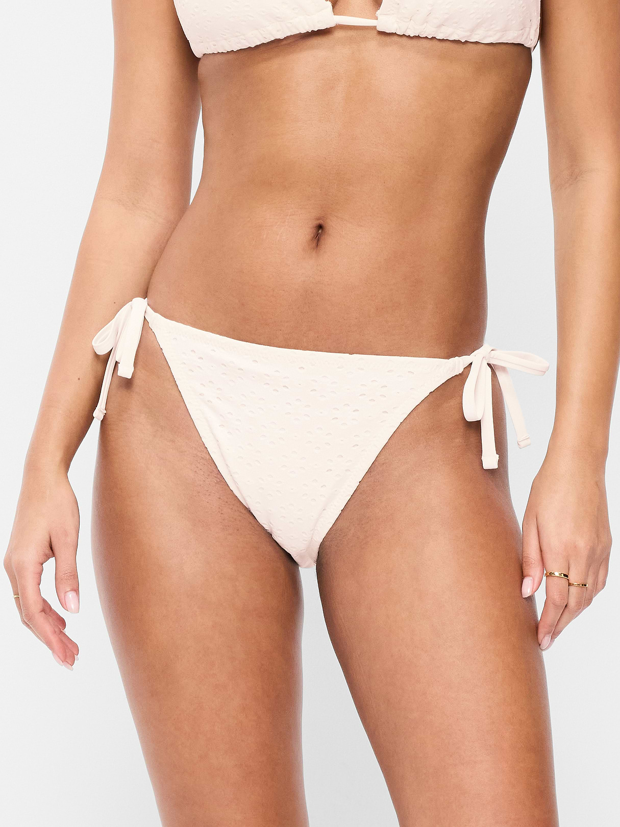 Eyelet String Bikini Swim Bottoms - Sea Salt