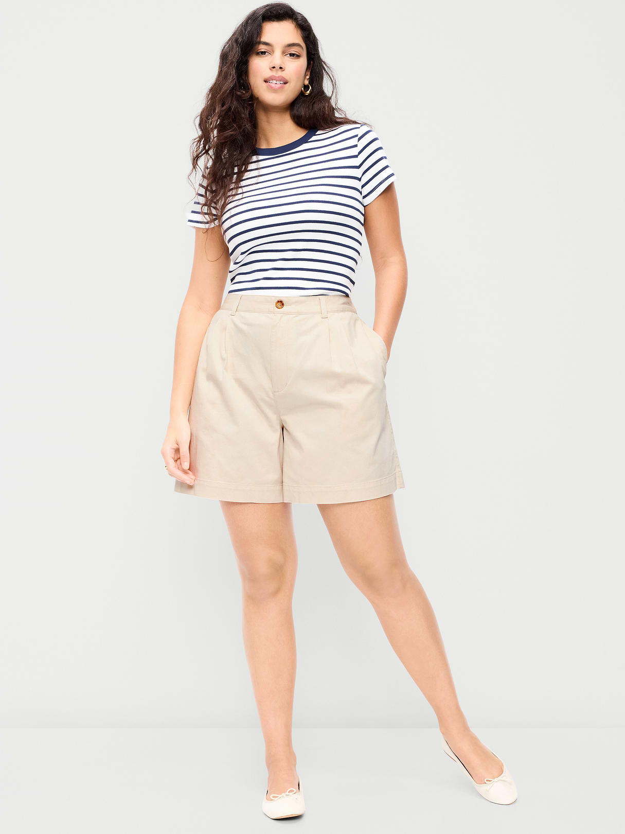 High-Waisted OGC Chino Shorts -- 6-inch inseam - Wish Bone