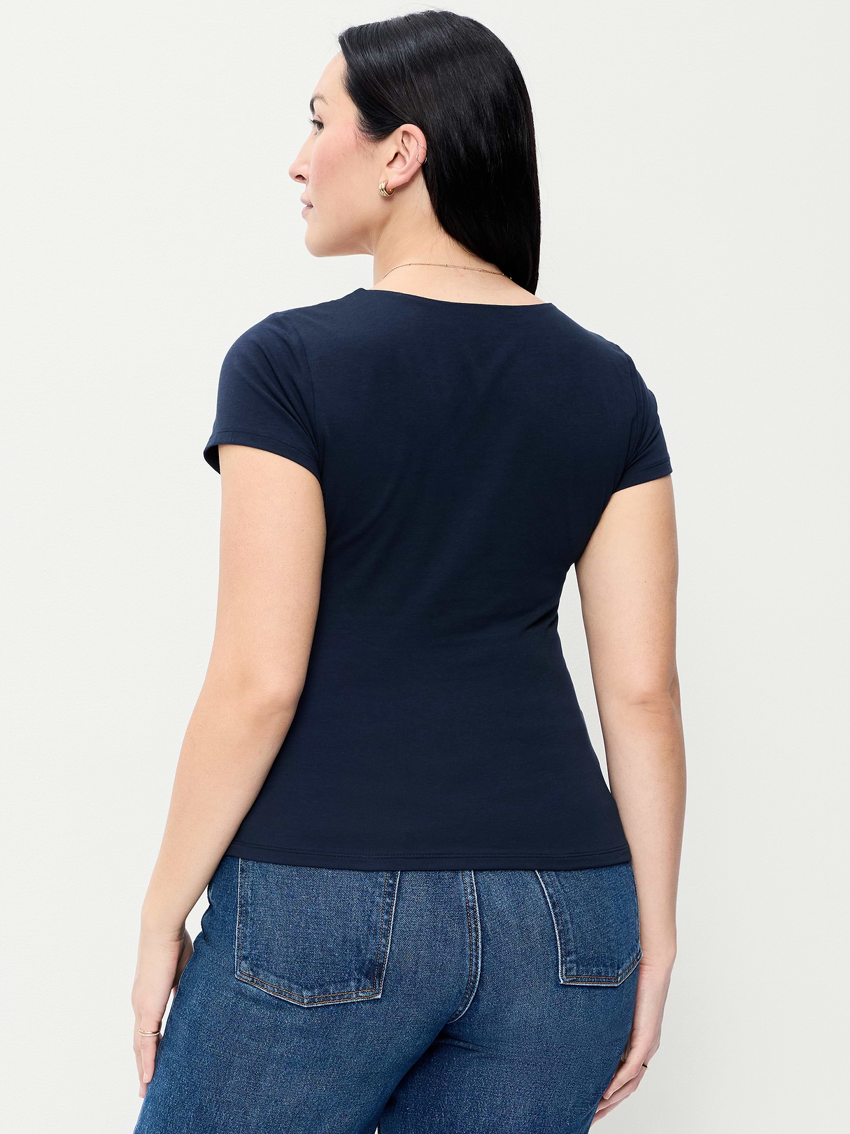 Hug Double-Layer Scoop-Neck Top - In the Navy