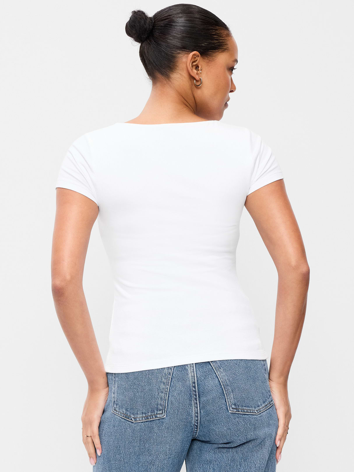 Hug Double-Layer Scoop-Neck Top - Calla Lilies