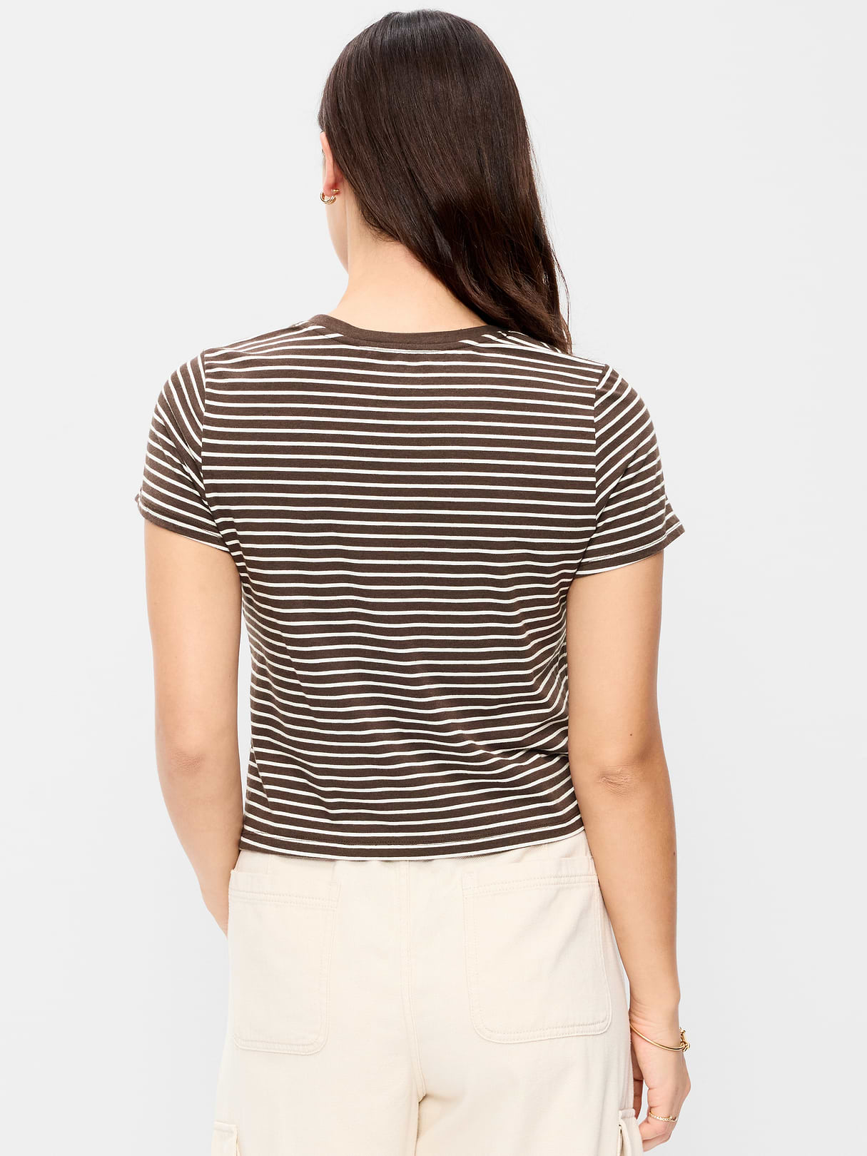 Bestee Crew-Neck T-Shirt - Earth Brown Stripe
