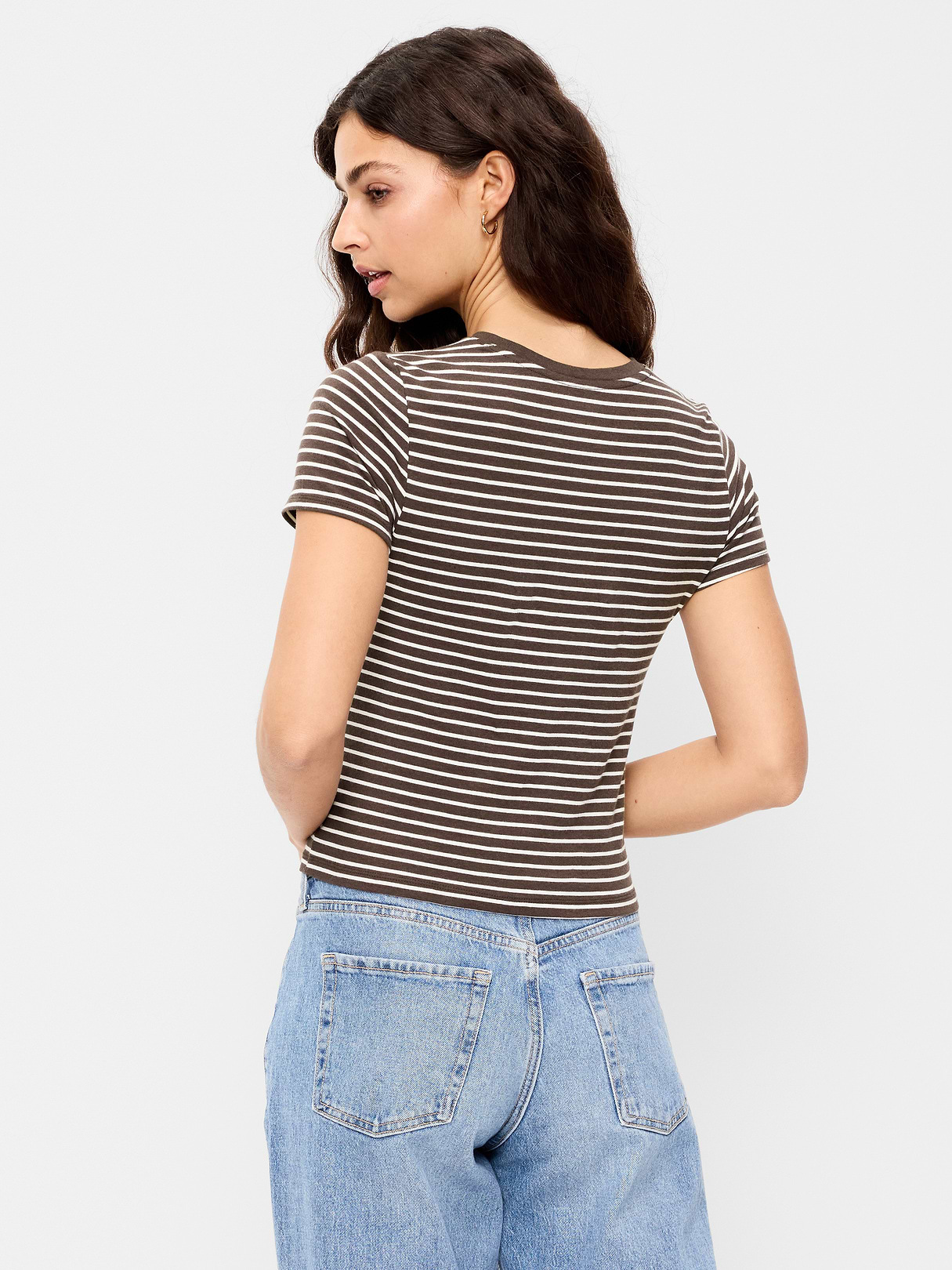 Bestee Crew-Neck T-Shirt - Earth Brown Stripe