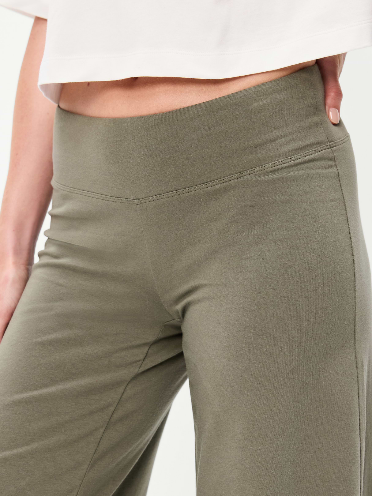 Mid-Rise Jersey Super Wide-Leg Leggings - Stone Wall
