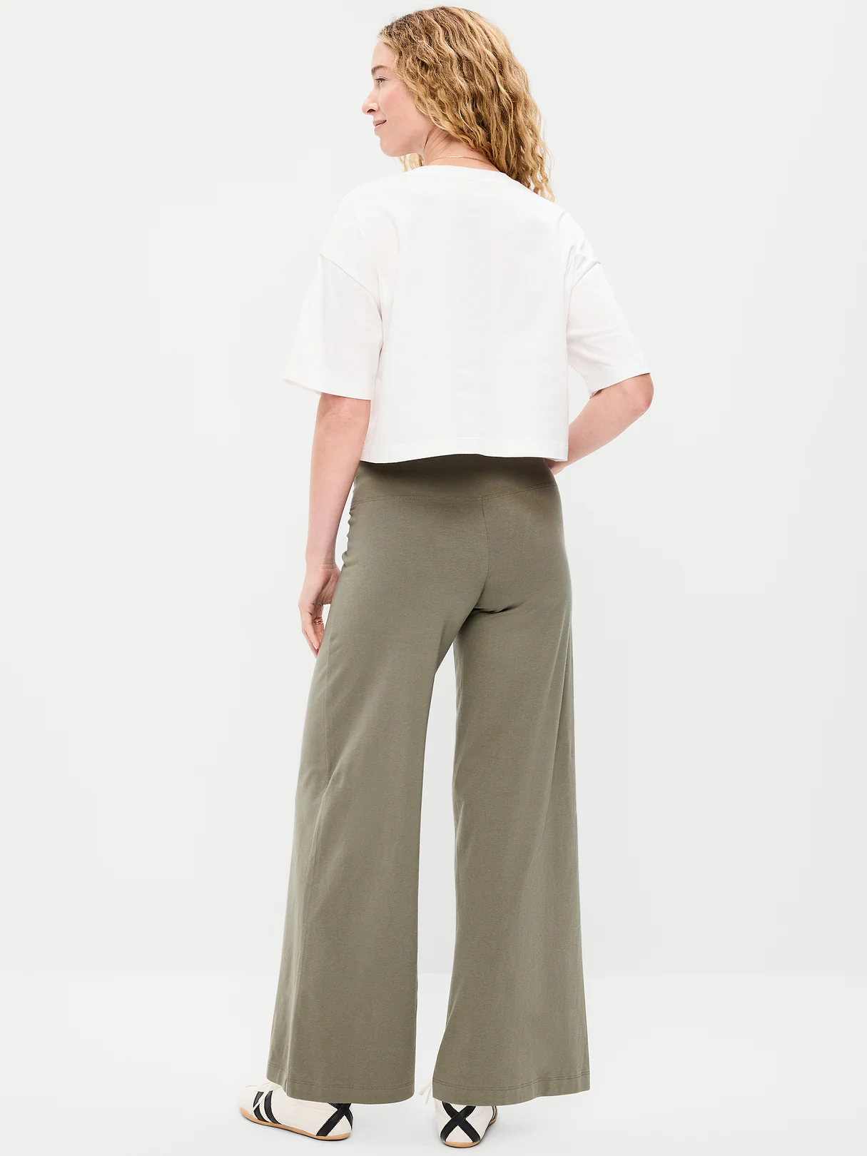 Mid-Rise Jersey Super Wide-Leg Leggings - Stone Wall