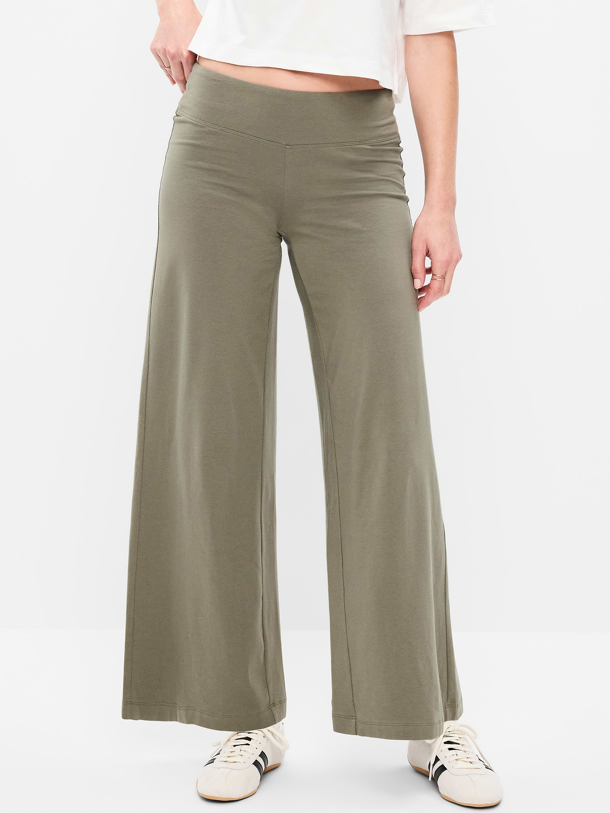 Mid-Rise Jersey Super Wide-Leg Leggings - Stone Wall