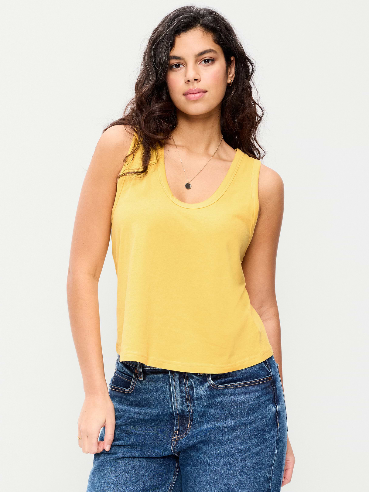 Relaxed Scoop-Neck Tank Top - Golden Yarrow