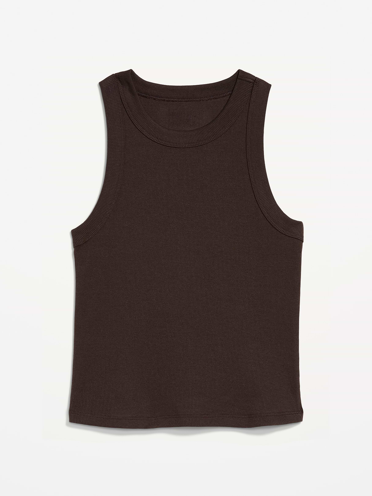 Crop Ribbed Tank Top - Black Coffee