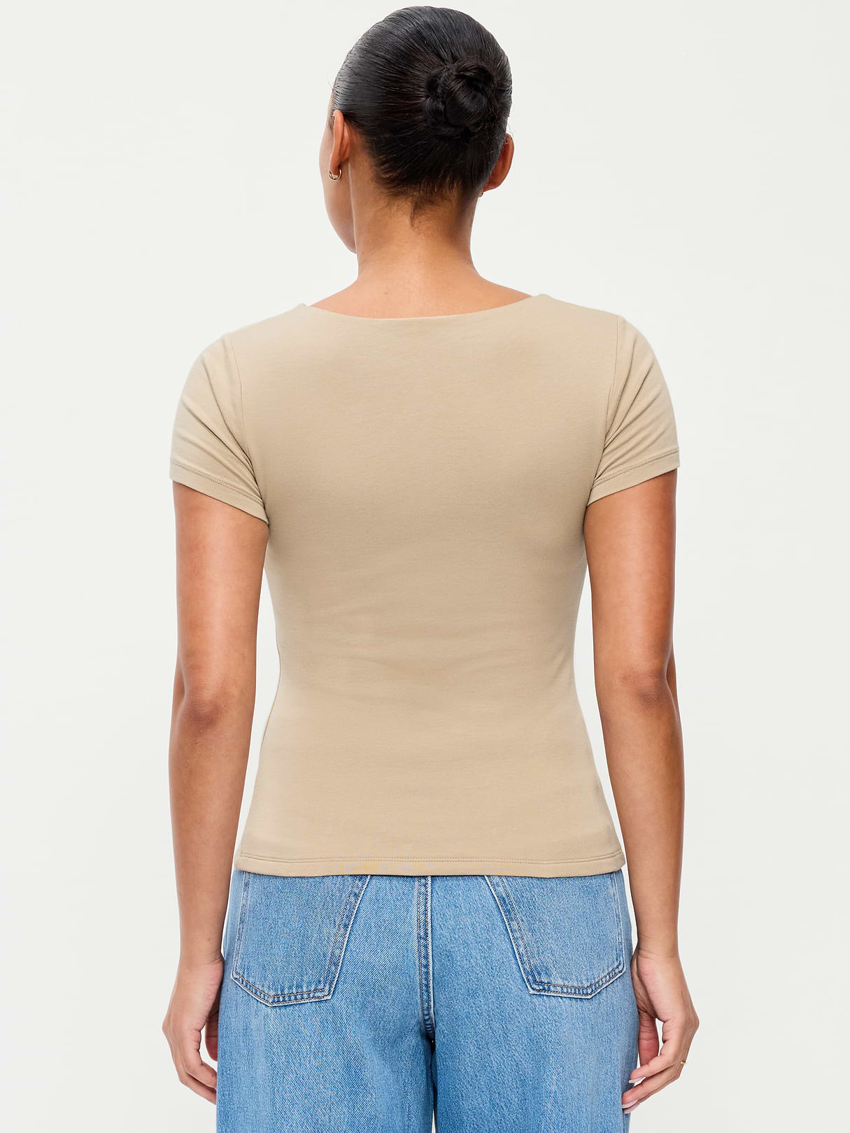 Hug Double-Layer Scoop-Neck Top - Mocha Taffy